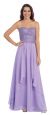 Strapless Lace Beaded Bodice Long Formal Bridesmaid Dress in Lilac